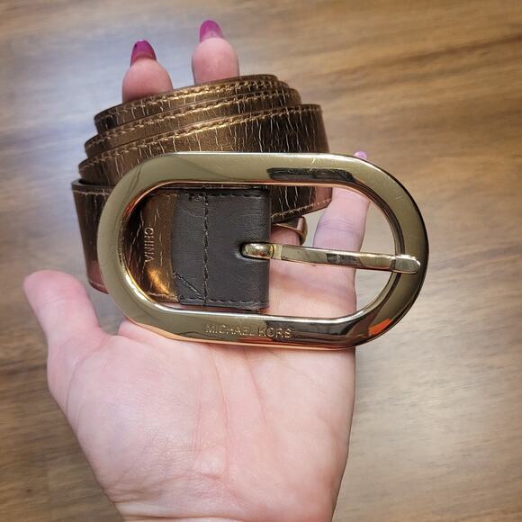 Michael Kors Women’s Reversible Belt XL Brown MK Logo Style 554360 EUC - Picture 1 of 8